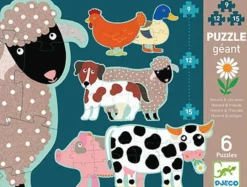 Djeco 6 puzzles géants des animaux de ferme - 9, 12 et 15 pièces