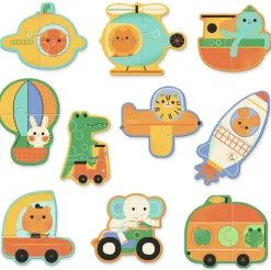 Djeco Duo Puzzle - Véhicules - 10 x 2 pièces