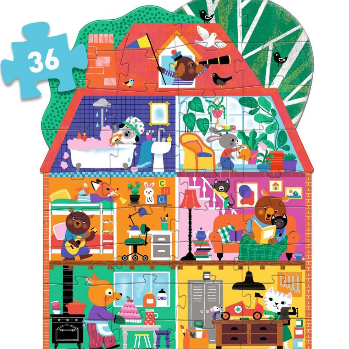 Djeco La Maison des P'tit Copains - Puzzle Géant de 36 pièces