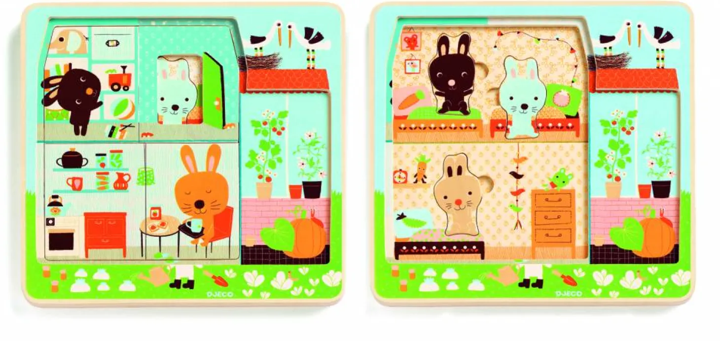 Djeco Skim maison Puzzle pleine de vie - 12 pièces