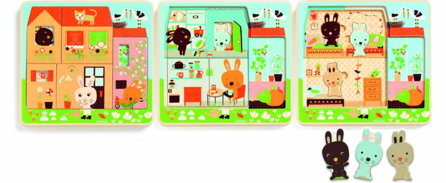 Djeco Skim maison Puzzle pleine de vie - 12 pièces