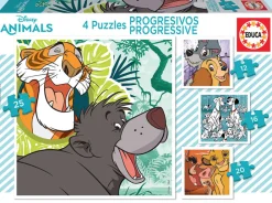 Educa 4 puzzles des animaux Disney - 12, 16, 20 et 25 pièces