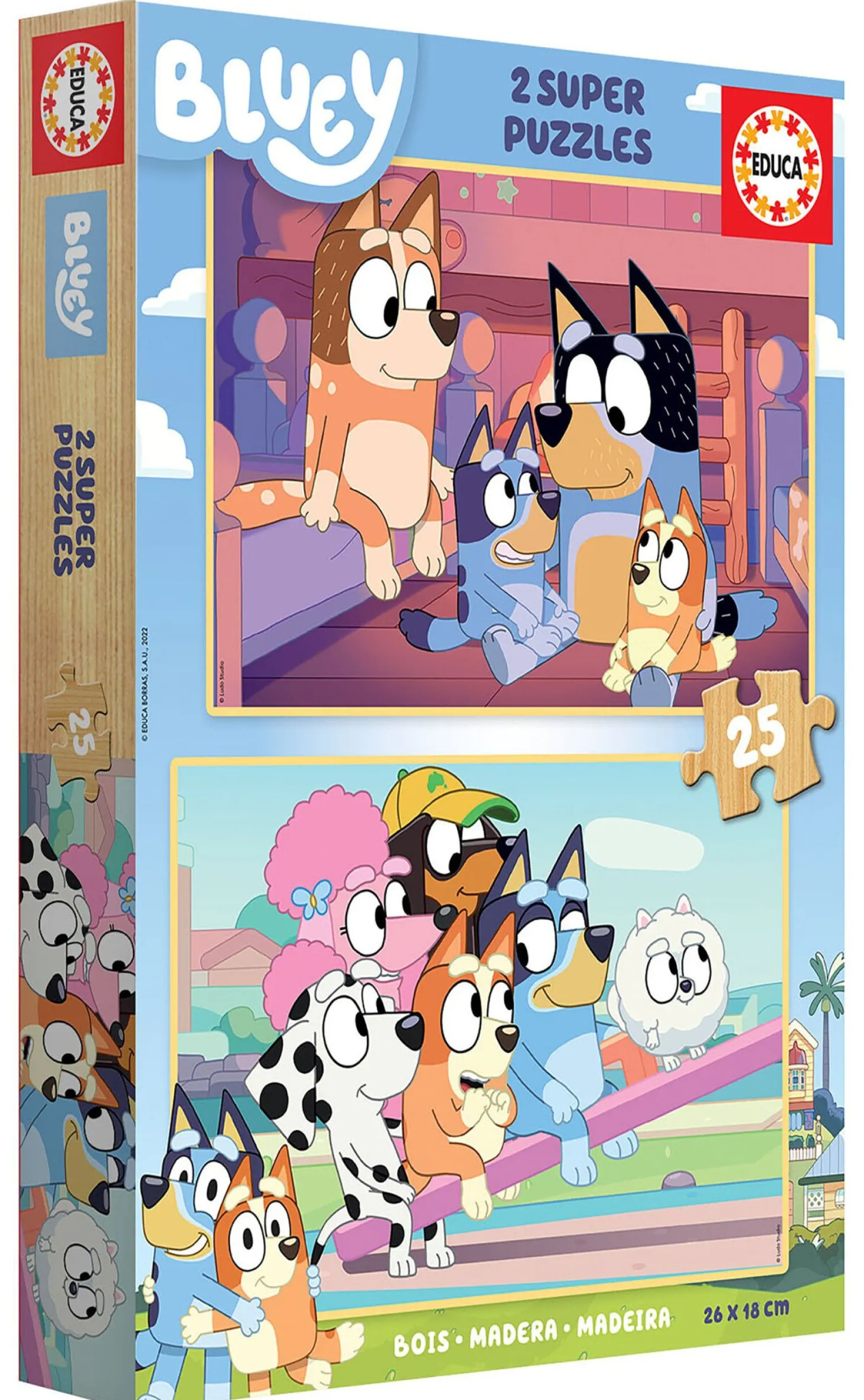 Educa BOIS: Bluey - 2 x 25 pièces