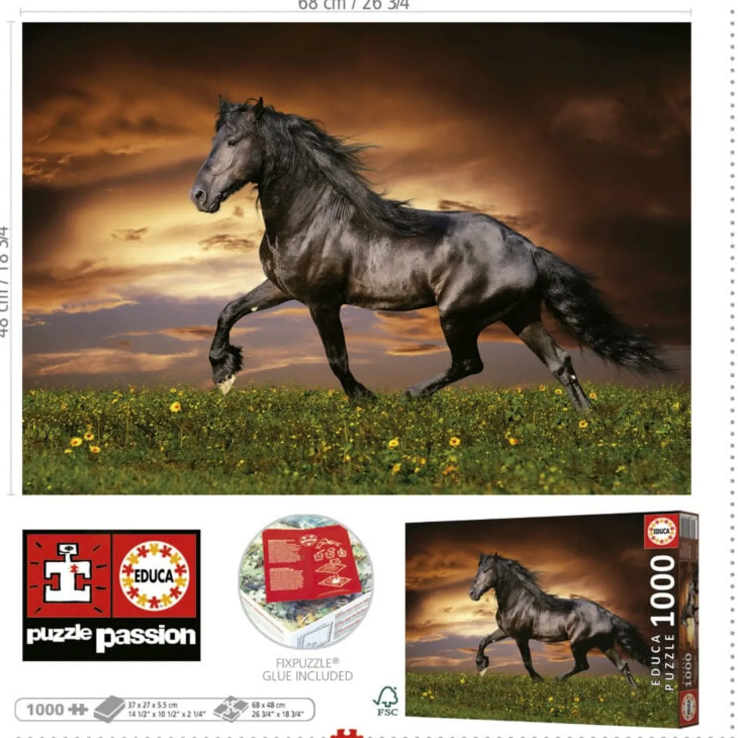 Educa Cheval au trot - puzzle de 1000 pièces