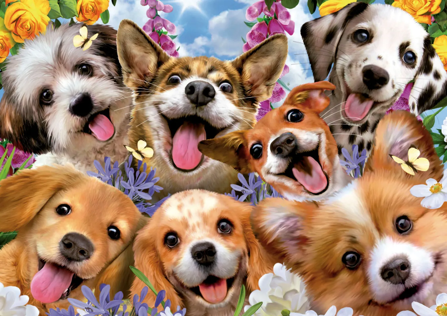 Educa Chiots Selfie, Howard Robinson - puzzle de 1000 pièces