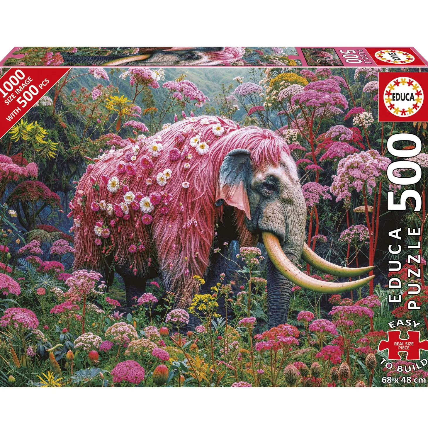 Educa Éléphant fleuri - puzzle de 500 XL pièces