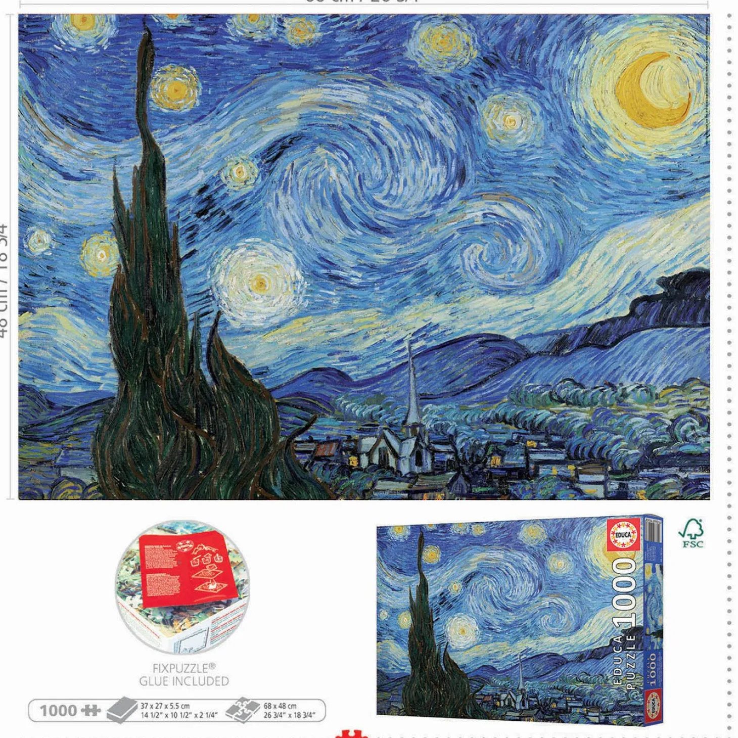 Educa Vincent van Gogh - La nuit étoilée - puzzle de 1000 pièces