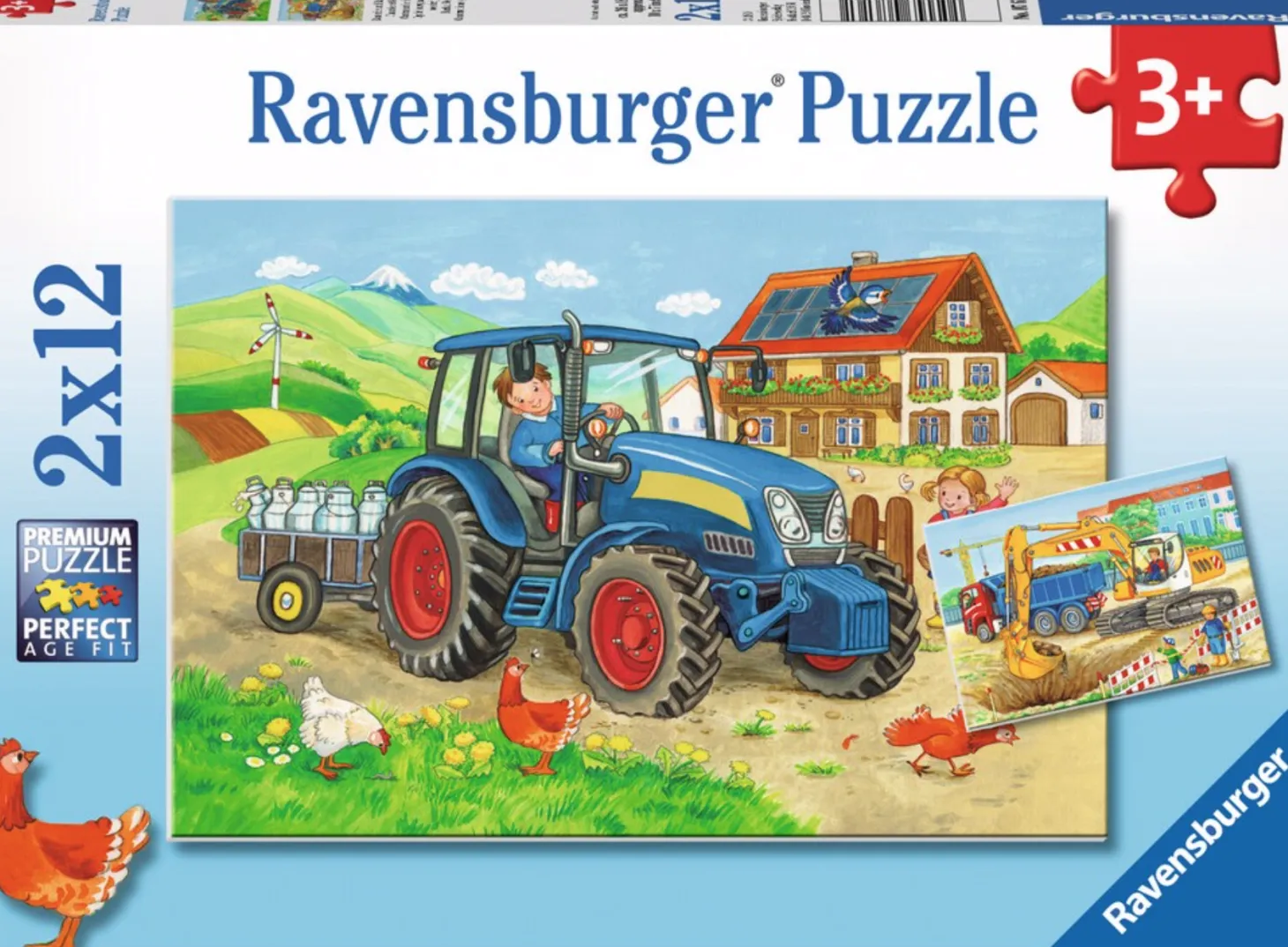 Ravensburger Chantier et ferme - 2 puzzles de 12 pièces