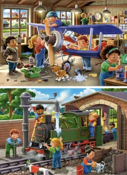 Ravensburger Réparation d'avions et de trains - 2 puzzles de 24 pièces