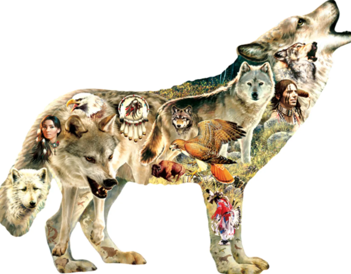 SUNSOUT Loup Native American - puzzle de 750 pièces